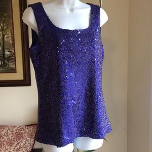 Anne Klein Violet Sequence Top - Size M